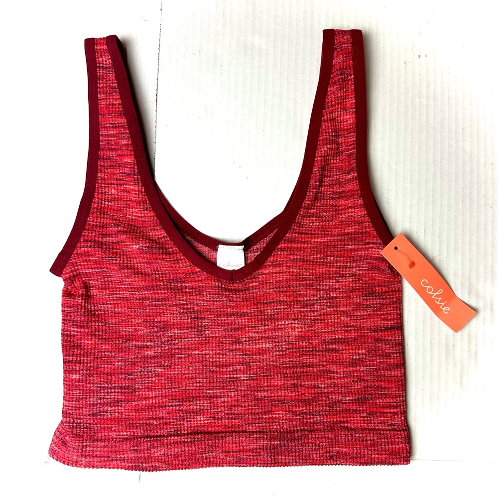 Colsie Lounge‎ Reversible Tank Top Womens XS Small Ribbed Stretch Red Heather